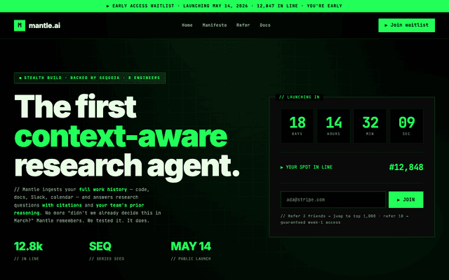 Pre-launch waitlist preview
