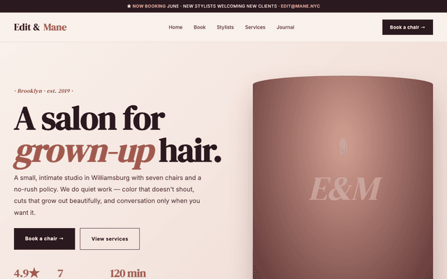 Grown-up hair salon · BK preview