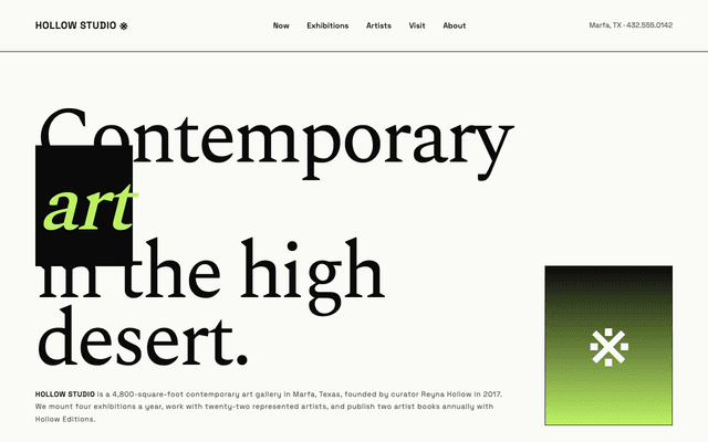 Contemporary art gallery · Marfa preview