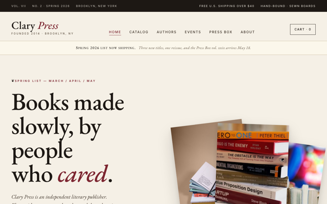 Indie publisher + bookstore preview