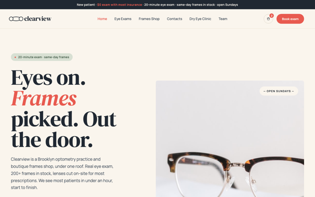 Eye care + optical shop preview