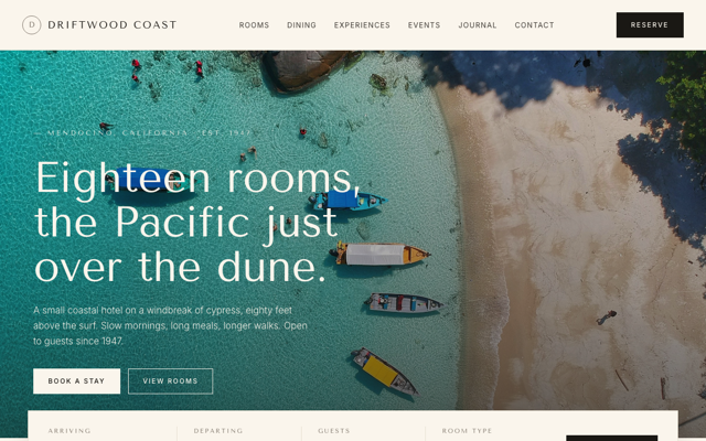 Boutique coastal hotel preview