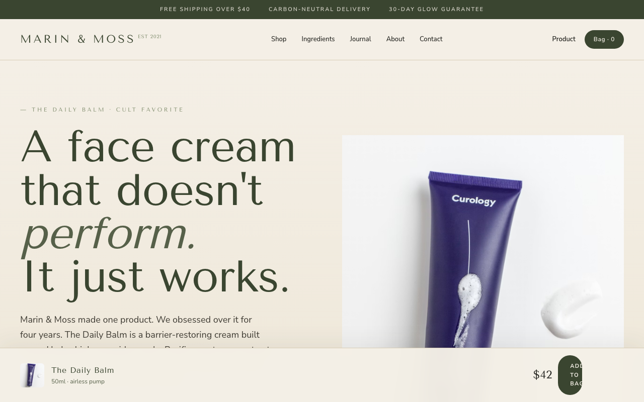 DTC skincare brand preview