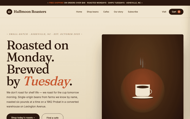 Coffee roaster + cafés preview