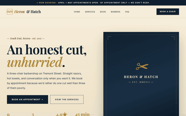 Boutique barbershop preview