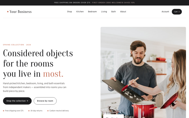 Home goods + decor store preview