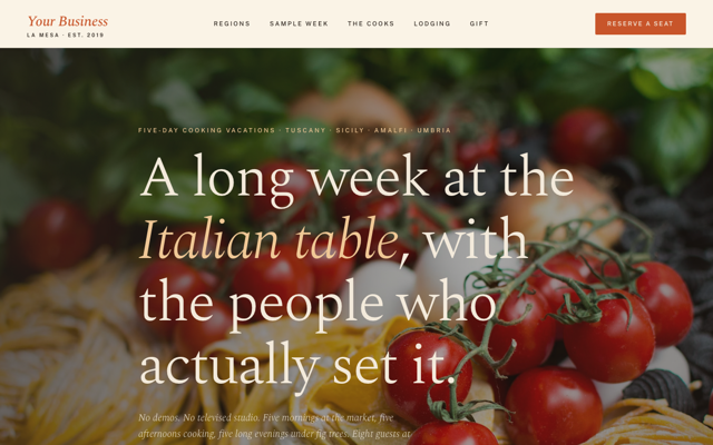 Culinary travel operator preview