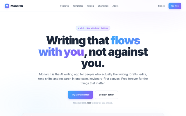 Consumer AI writing app preview