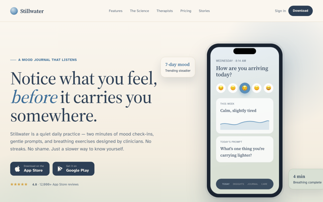 Mental-health journaling app preview
