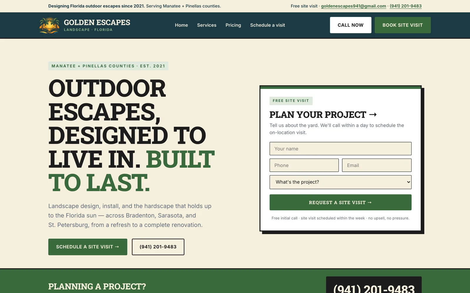 Golden Escapes website on desktop