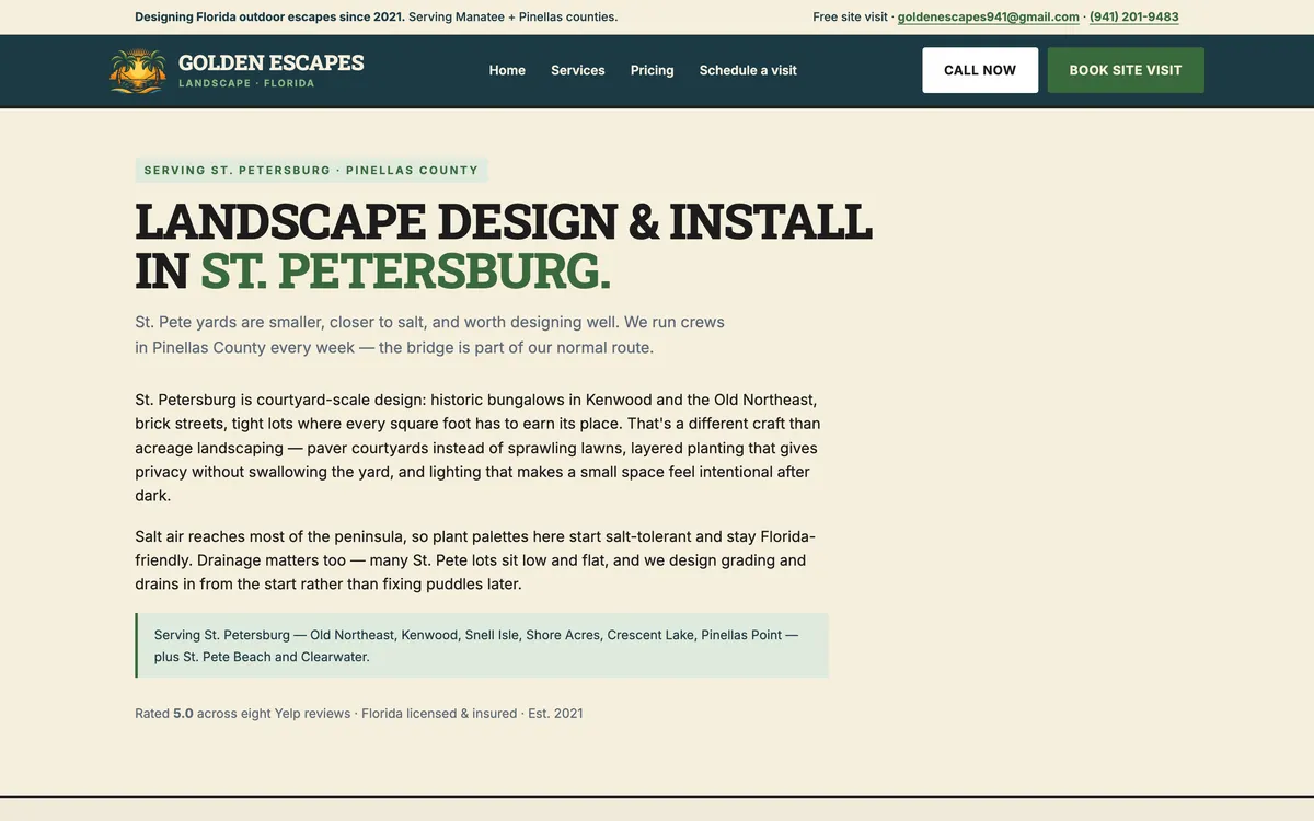 Golden Escapes: Landscaping in St. Petersburg page