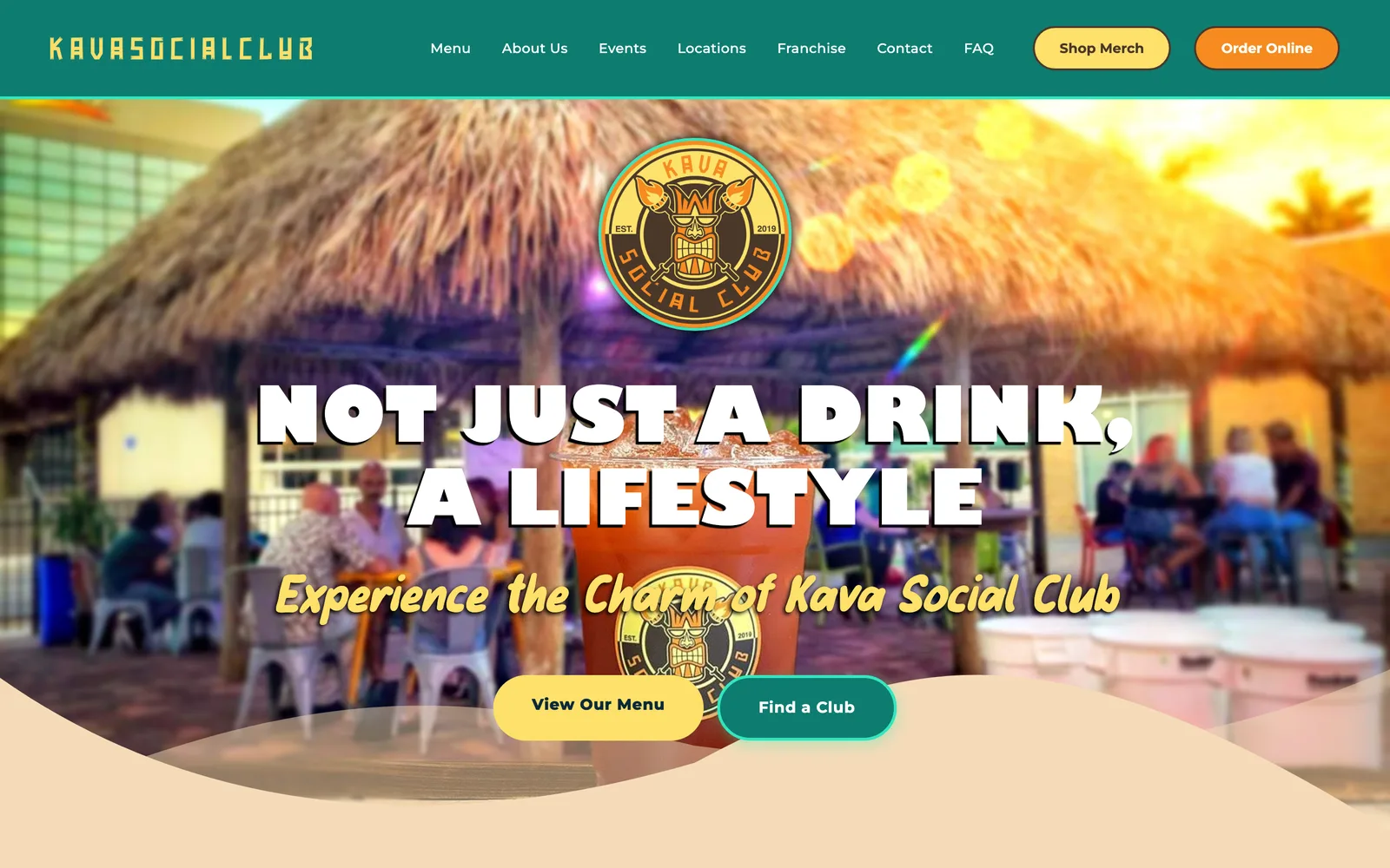Kava Social Club website on desktop