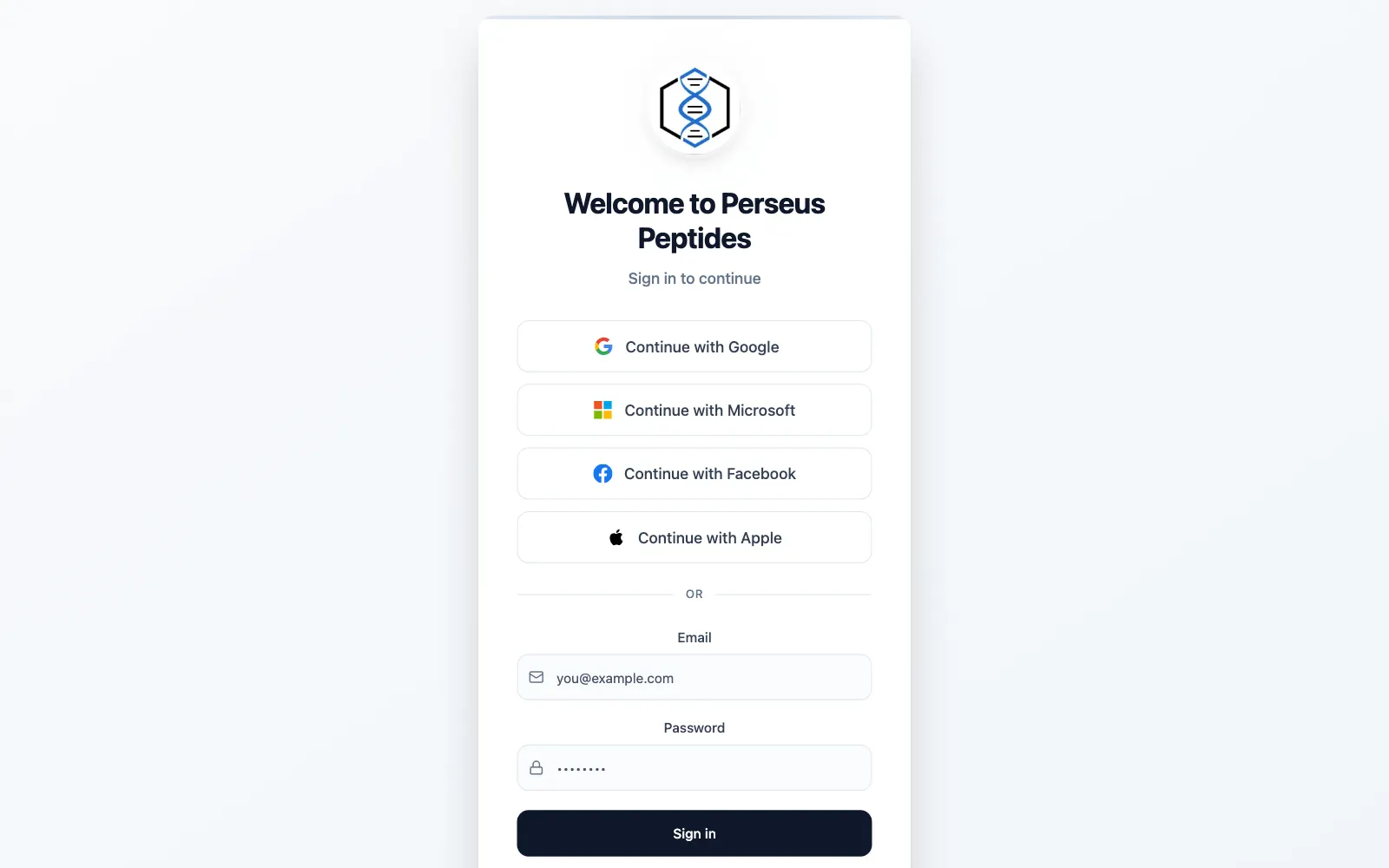 Perseus Peptides website on desktop