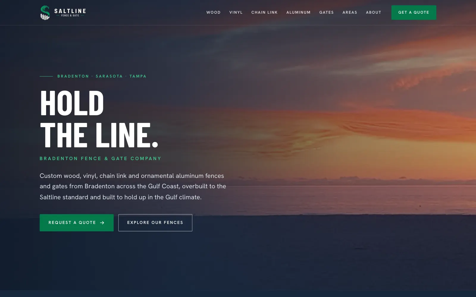 Saltline Fence & Gate website on desktop