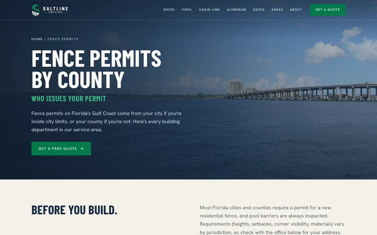 Saltline Fence & Gate: Fence permits by county page