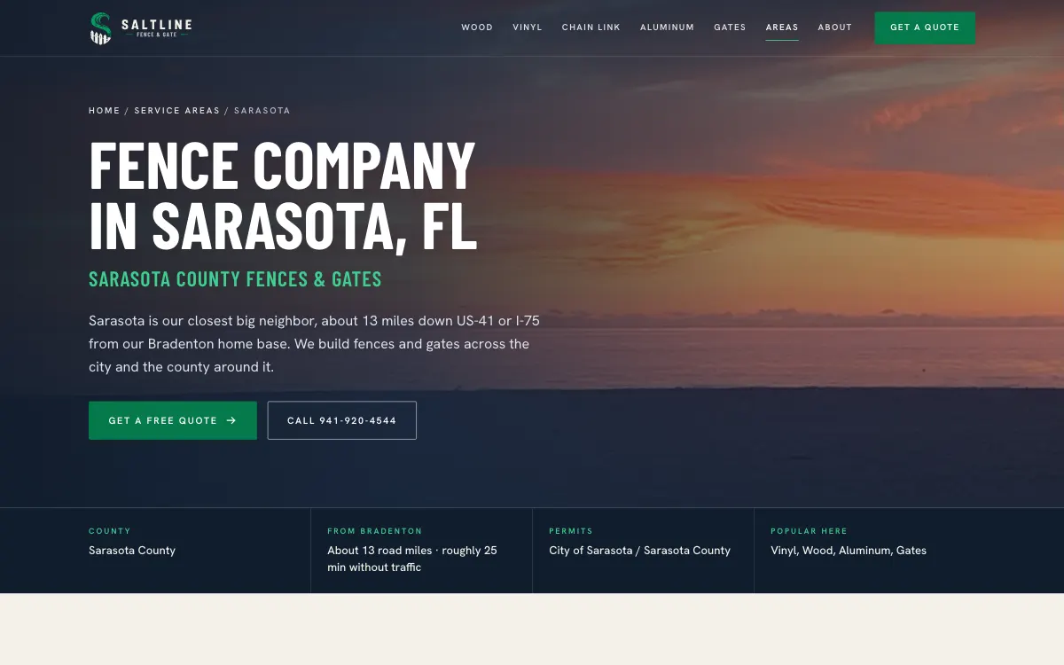 Saltline Fence & Gate: Fence company in Sarasota page