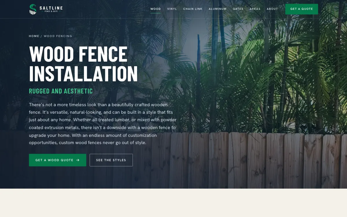 Saltline Fence & Gate: Wood fence installation page
