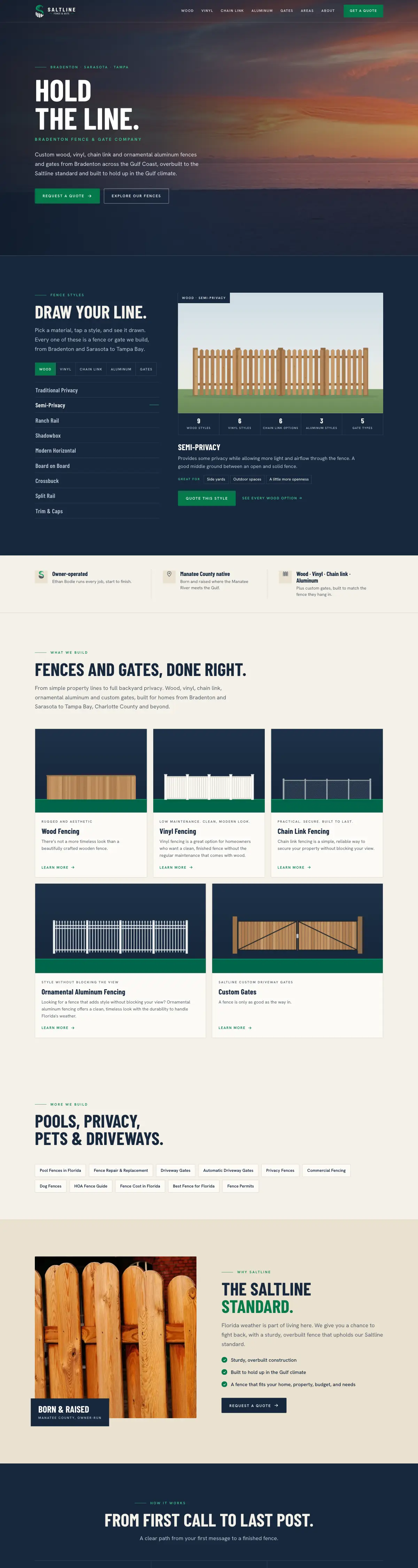 Saltline Fence & Gate website, full page
